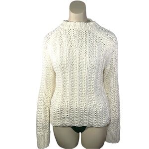 JCrew women’s chunky hand knit fisherman’s sweater cream color sz Medium